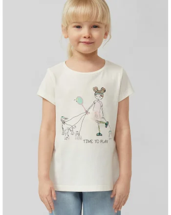 Tricou de bumbac cu imprimeu grafic, Alb murdar