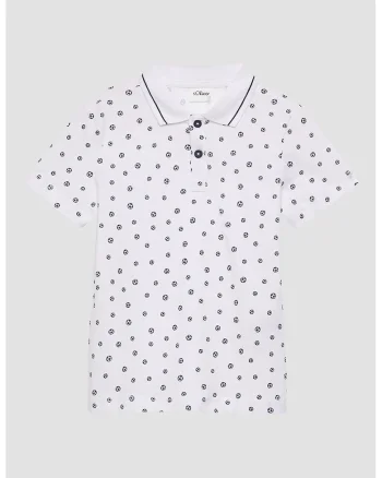 Tricou polo cu model, Alb optic/Bleumarin
