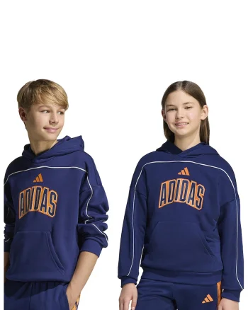 Hanorac unisex din amestec de bumbac cu logo, Albastru inchis/Portocaliu deschis