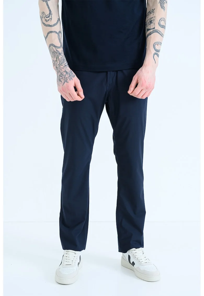 Pantaloni relaxed fit cu talie medie, Bleumarin