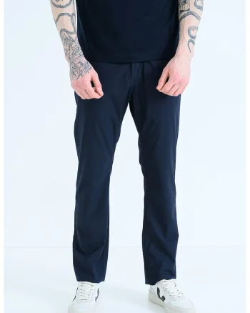 Pantaloni relaxed fit cu talie medie, Bleumarin