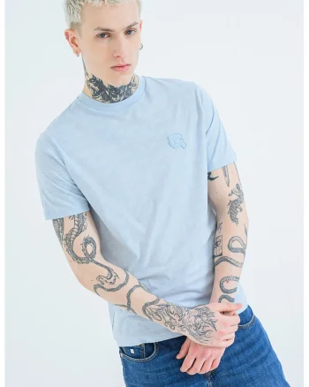 Tricou regular fit cu model monograma, Albastru glaciar