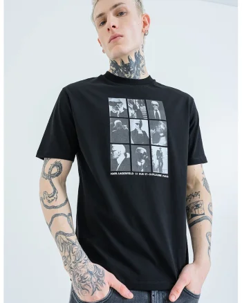 Tricou regular fit cu imprimeu foto, Negru/Gri