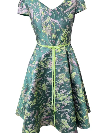 Rochie midi din brocart Carla, Verde