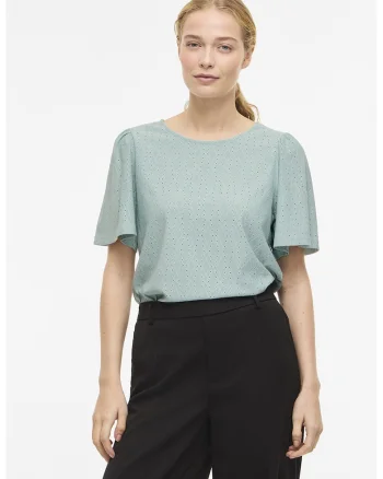 Tricou lejer cu perforatii, Verde pal