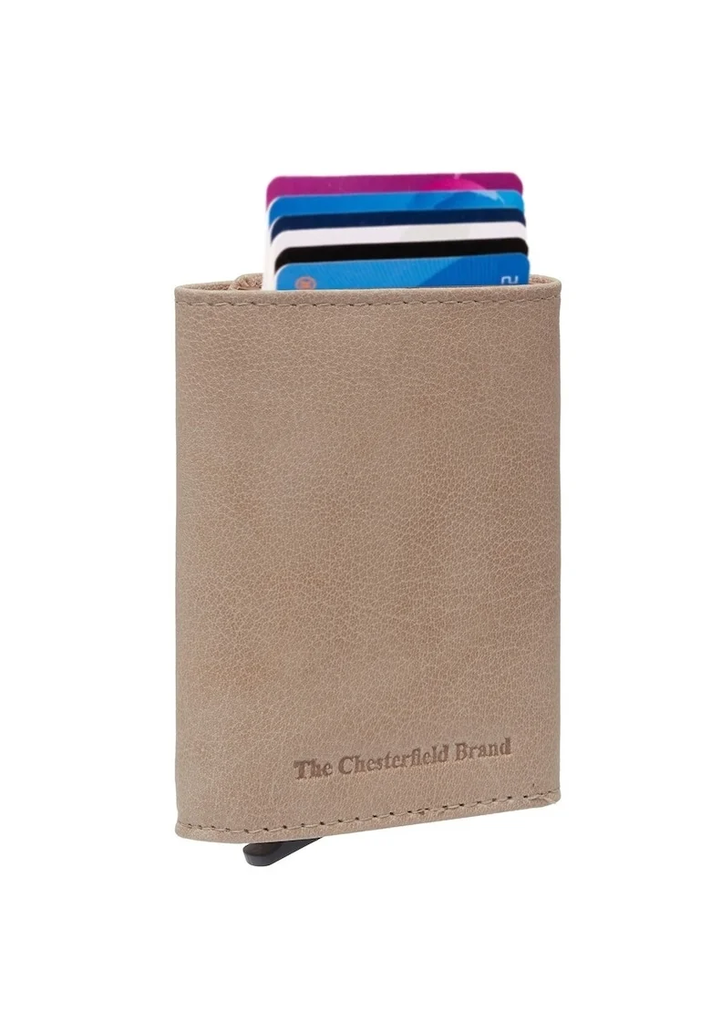 Portofel carduri unisex piele naturala, Paris,, Crem