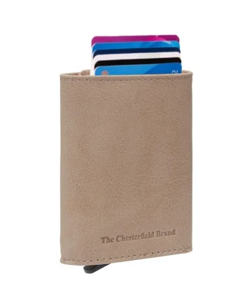 Portofel carduri unisex piele naturala, Paris,, Crem