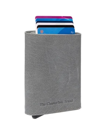 Portofel carduri unisex piele naturala, Paris,, Gri