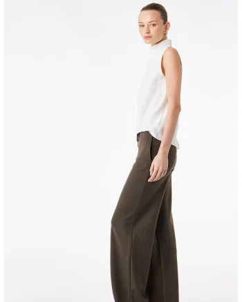 Pantaloni de trening cu croiala ampla si snur de ajustare in talie, Maro melange