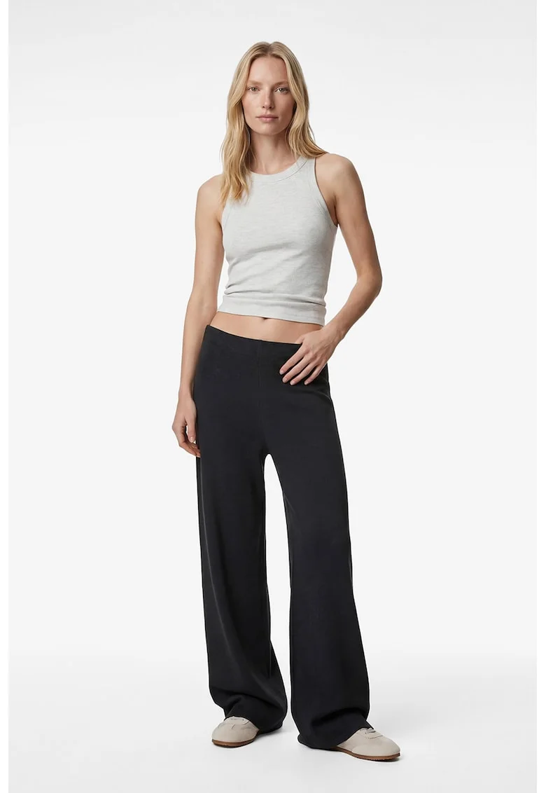 Pantaloni tricotat fin cu croiala ampla, Gri antracit