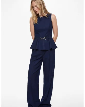 Pantaloni eleganti cu croiala ampla, Albastru indigo