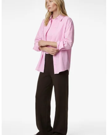 Pantaloni cu croiala ampla si talie elastica, Maro