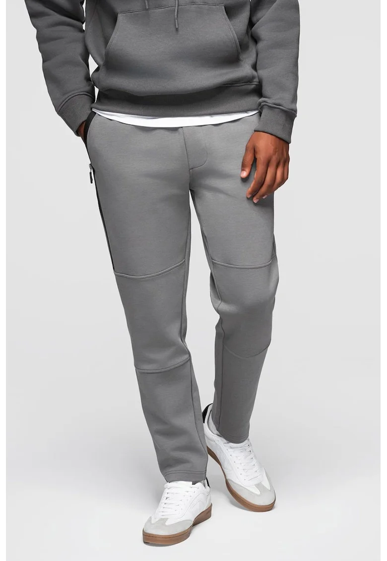 Pantaloni de trening din amestec de bumbac cu snur de ajustare, Gri