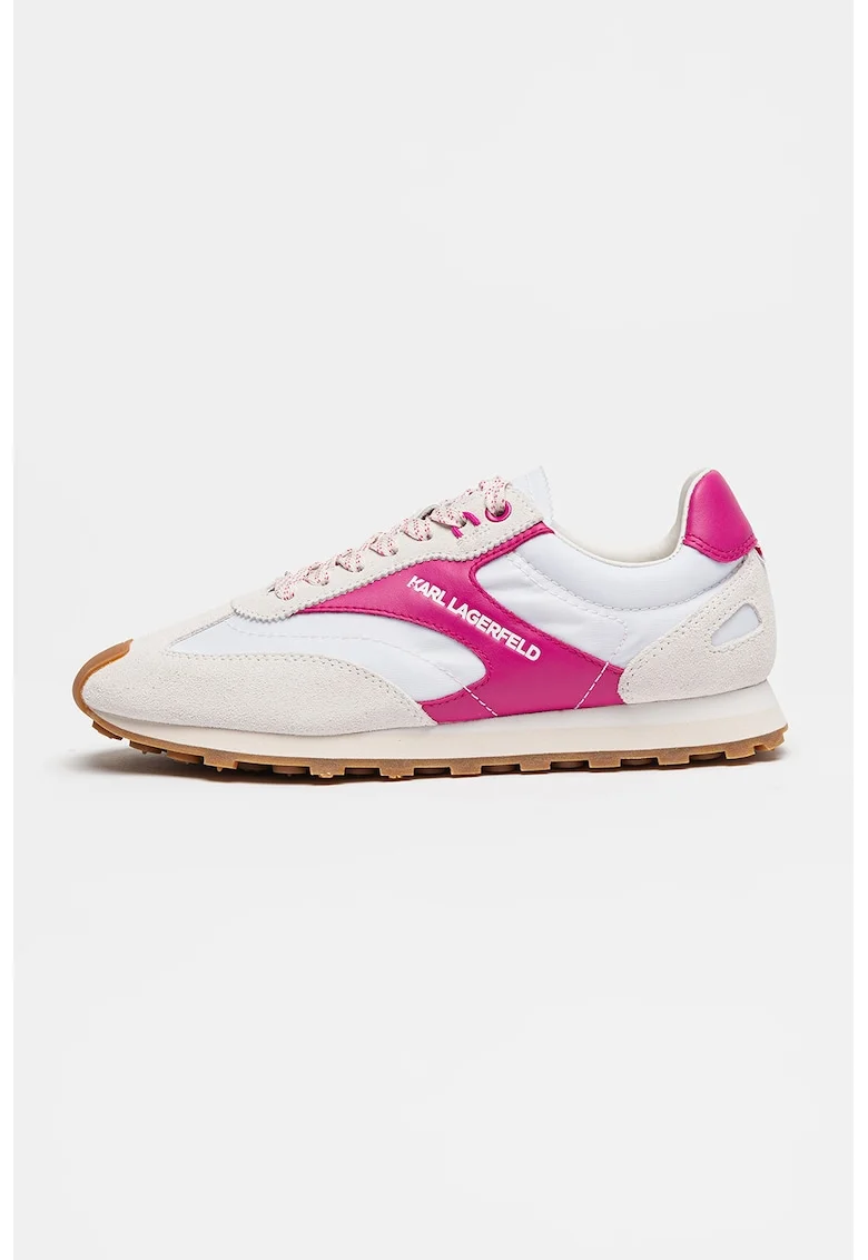 Pantofi sportde piele intoarsa si piele Sonar, Alb/Alb fildes/Roz inchis