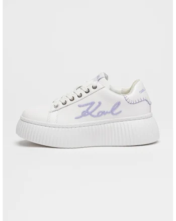 Pantofi sport flatform din piele cu logo Kreeper, Alb/Violet deschis