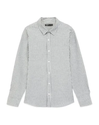 Camasa regular fit cu model in dungi, Alb/Gri deschis
