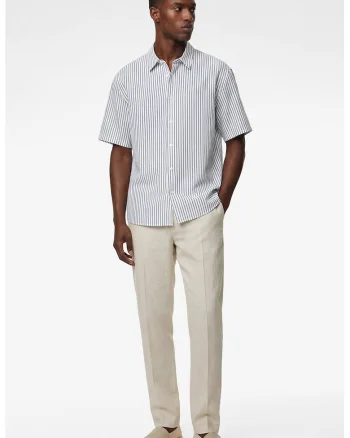 Camasa relaxed fit cu maneci scurte, Albastru prafuit/Alb murdar
