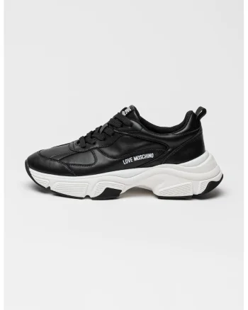 Pantofi sport masivi de piele cu logo, Negru