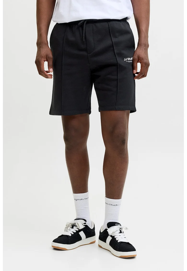 Pantaloni scurti de trening din amestec de bumbac organic, Negru