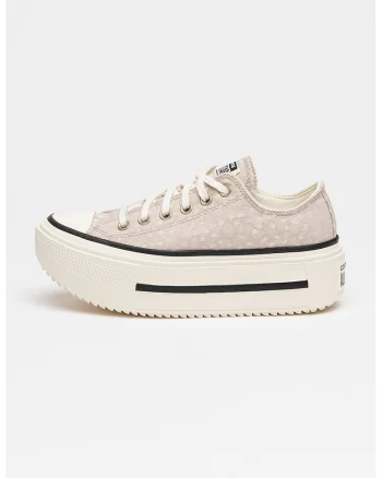 Tenisi low-cut cu talpa flatform Chuck Taylor All Star Lift Double Stack, Gri deschis