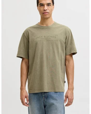 Tricou de bumbac organic cu logo, Kaki