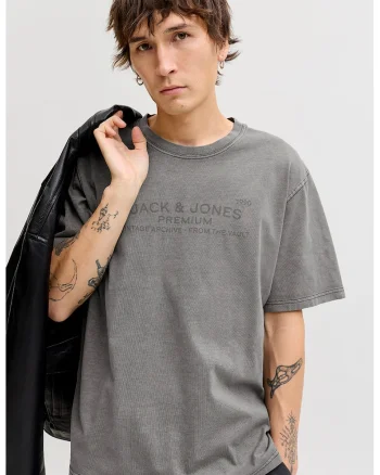 Tricou de bumbac organic cu logo, Gri carbune