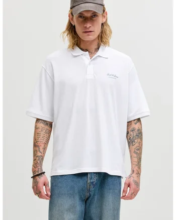 Tricou polo lejer de bumbac organic, Alb optic