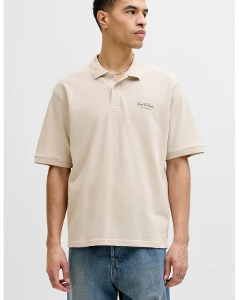 Tricou polo lejer de bumbac organic, Bej deschis