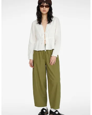 Bluza din amestec de bumbac cu broderie discreta, Alb murdar