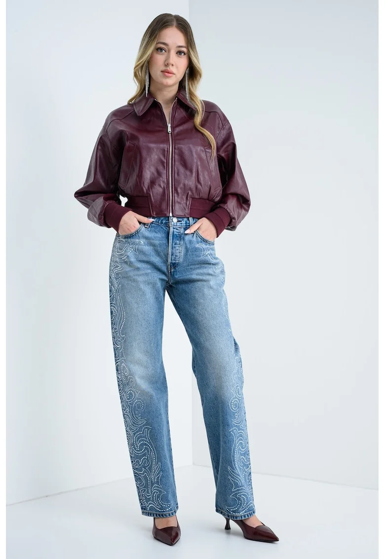 Blugi drepti cu strasuri 501® '90s, Albastru deschis melange