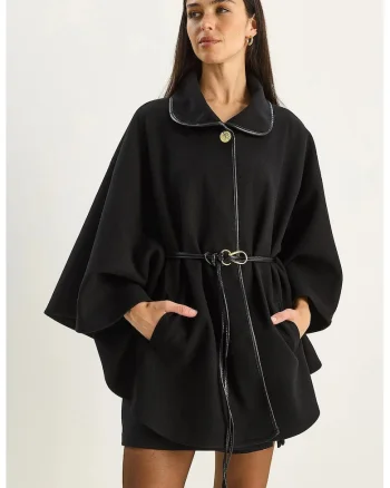 Palton supradimensionat dama  lana, Negru