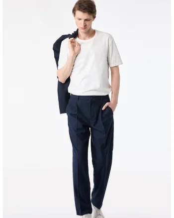 Pantaloni Chino cu talie medie, Bleumarin