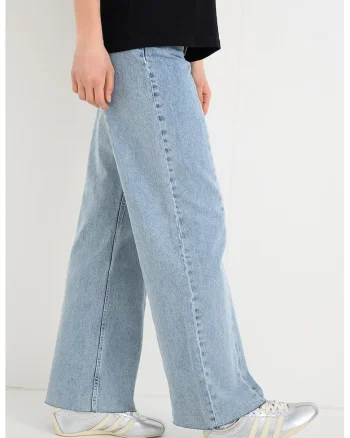 Blugi relaxed fit cu cusaturi frontale, Albastru pal