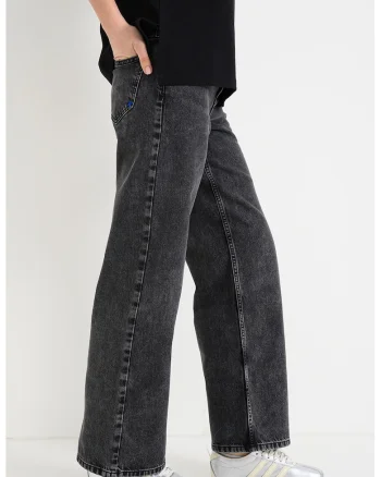 Blugi relaxed fit cu talie medie, Gri antracit