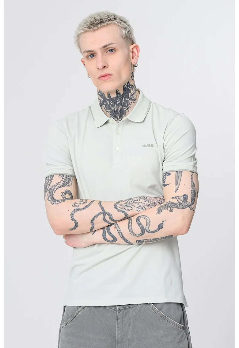 Tricou polo slim fit Dinoso, Verde pal