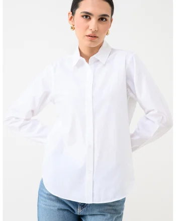 Camasa slim fit uni de bumbac, Alb optic