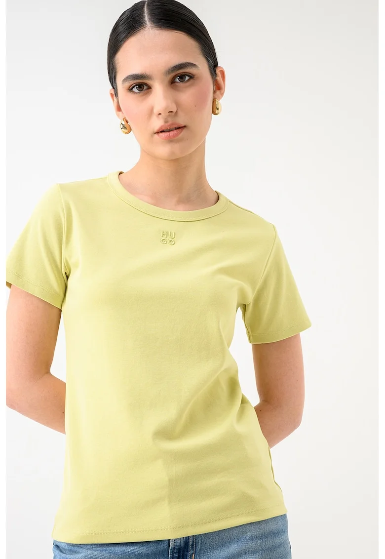 Tricou cu decolteu la baza gatului Deloris, Verde lime