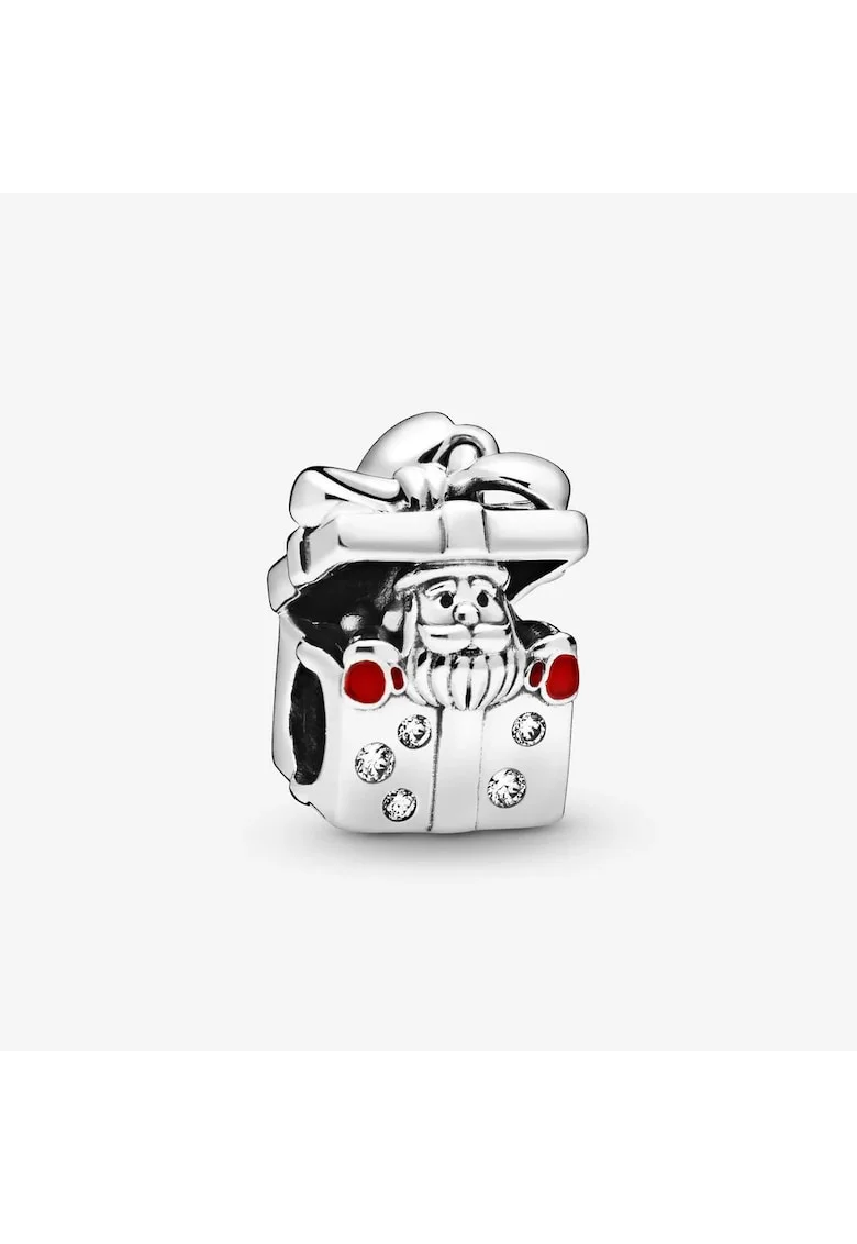 Talisman  tip pandantiv cu Mos Craciun in cutie Cadou - Argint 925