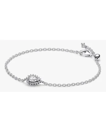 Bratara  tip lantisor cu halo stralucitor in forma alungita Argint 925, 19 CM
