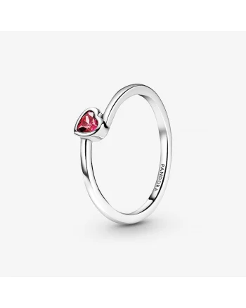 Inel  tip Solitaire cu inimioara stralucitoare Zirconiu din Argint 925, Rosu/Argintiu