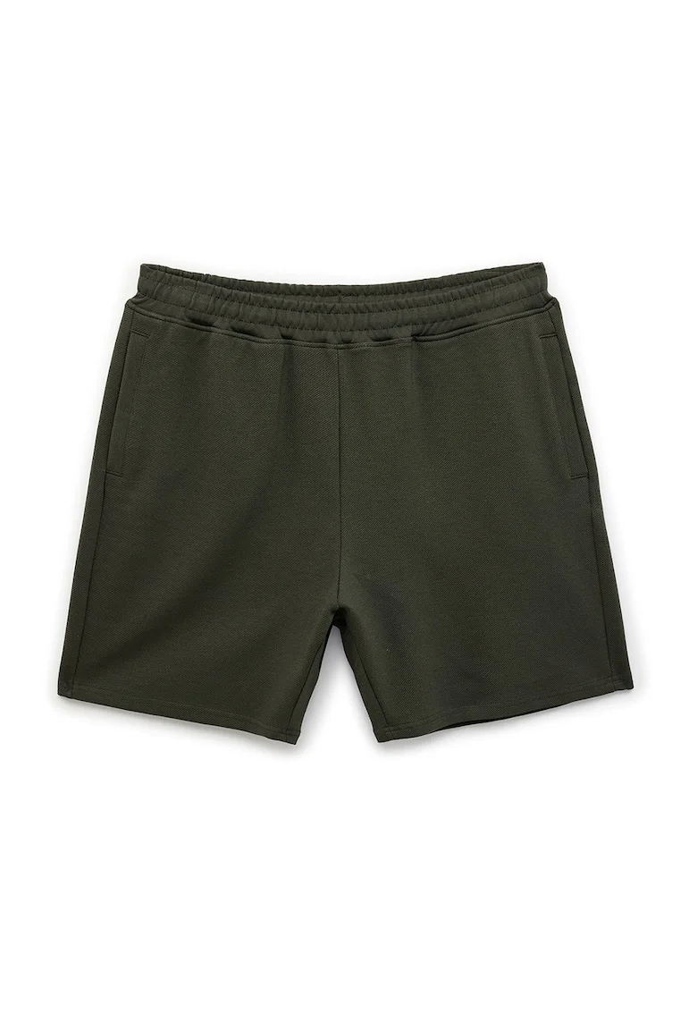 Pantaloni scurti din amestec de bumbac cu banda elastica in talie, Kaki inchis