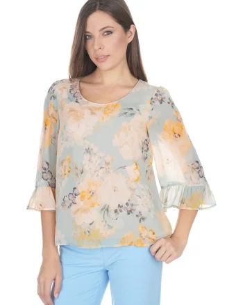 Bluza din rayon, cu imprimeu floral
