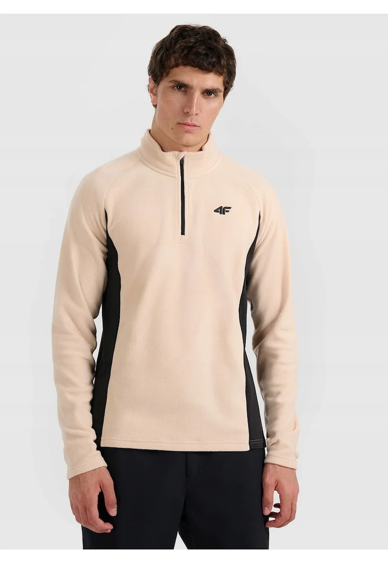 Bluza termica  fleece, bej, tehnologie 4FWarm, croiala slim, pentru barbati