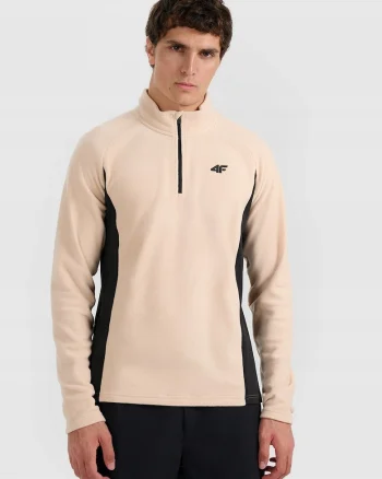 Bluza termica  fleece, bej, tehnologie 4FWarm, croiala slim, pentru barbati