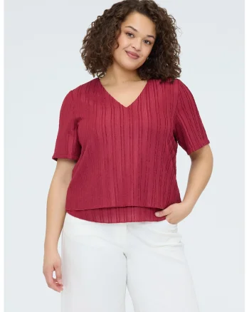 Bluza cu decolteu in V, Rosu