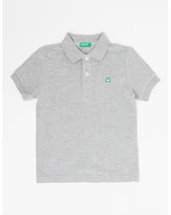Tricou polo din bumbac pique cu logo, Gri melange