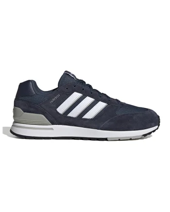 Pantofi sport Run 80s 'cu insertii de piele intoarsa, Alb/Bleumarin