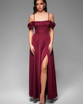 Rochie de seara Maxi  LA-OM-DLR038, Rosu inchis