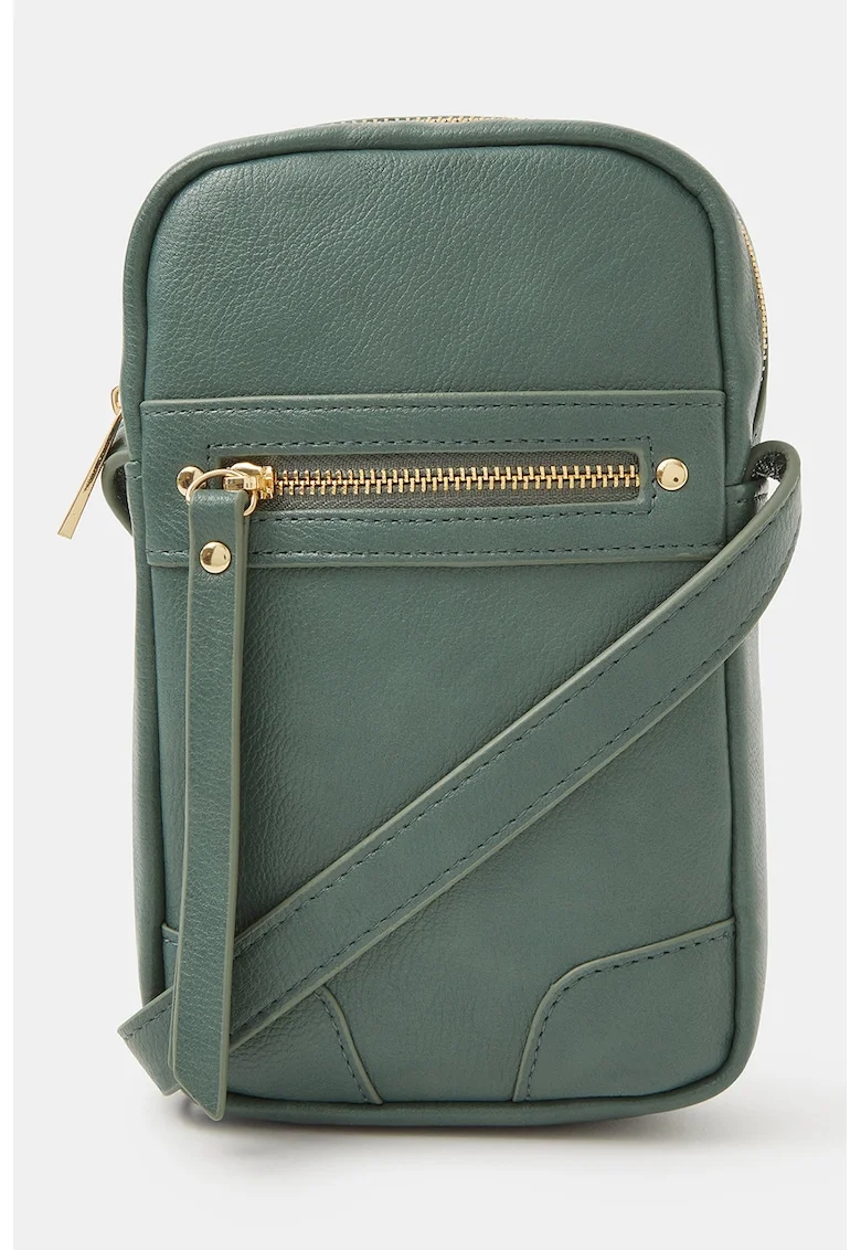 Geanta crossbody din piele ecologica, Verde masliniu inchis