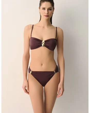 Slip cu detalii metalice laterale, Maro cognac
